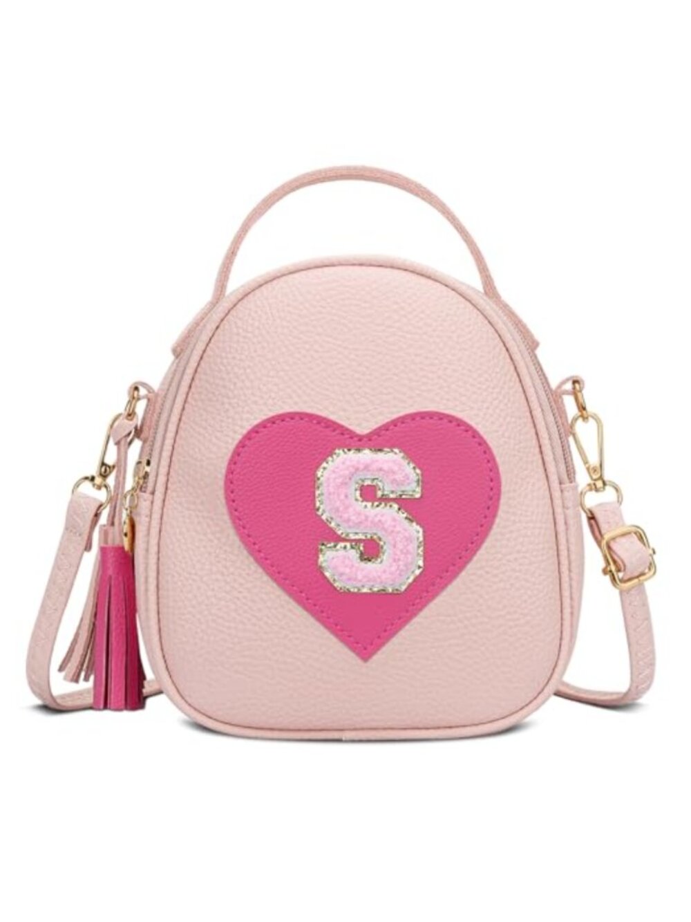 Girls Heart Crossbody Bag Vegan Leather Convertible Backpack with Tassel